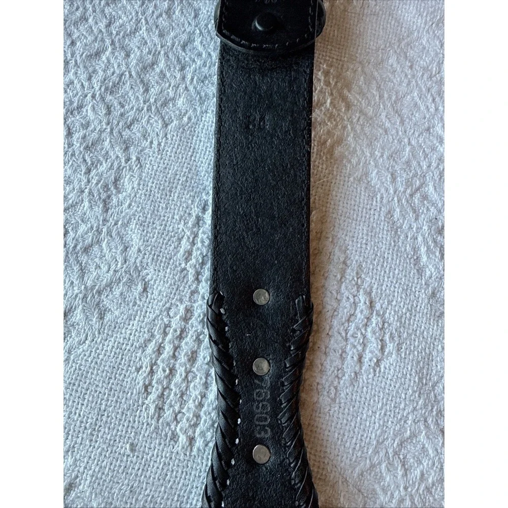 VTG Tony Lama Western Belt Mens 34 Black Leather Concho Whipstitch Rodeo